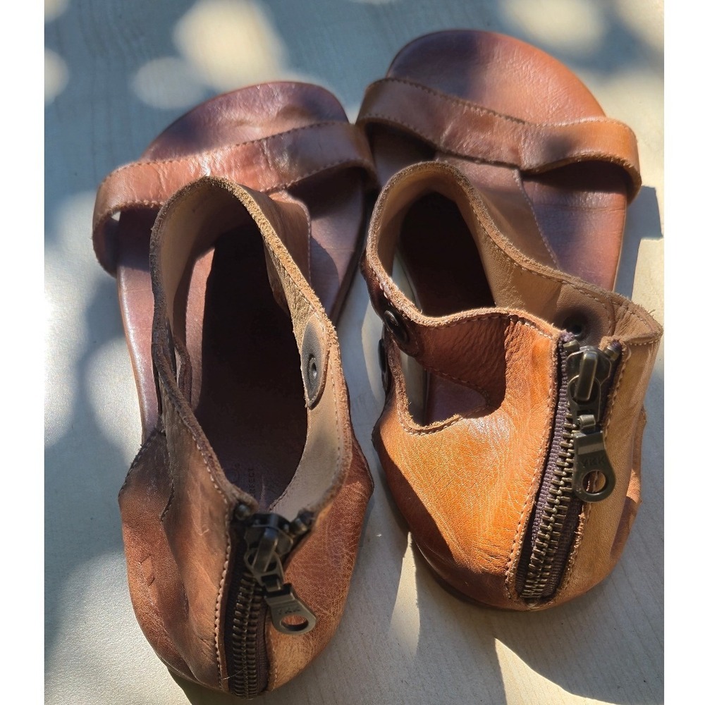 Bed Stu Genuine Leather Gladiator Sandals Brown Ankle Zip Flat Bohemian Shoes 10 - Picture 2 of 4